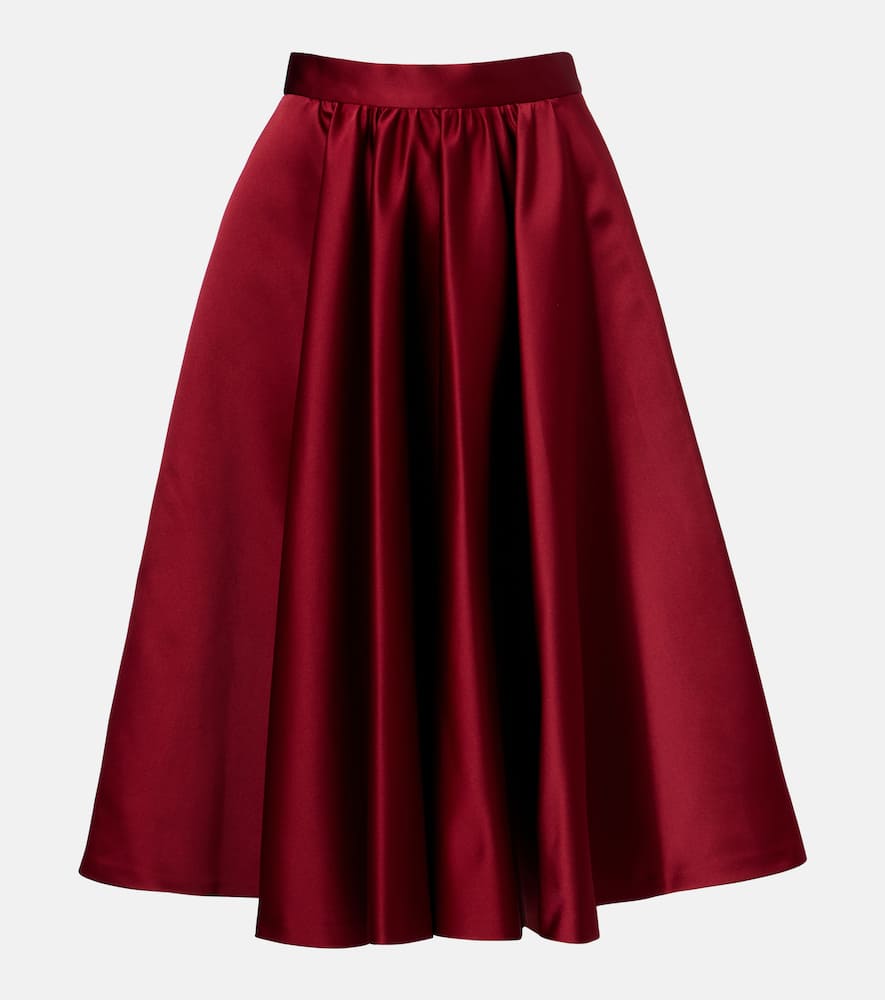 Max Mara Farneto Duchess Satin Midi Skirt In Burgundy