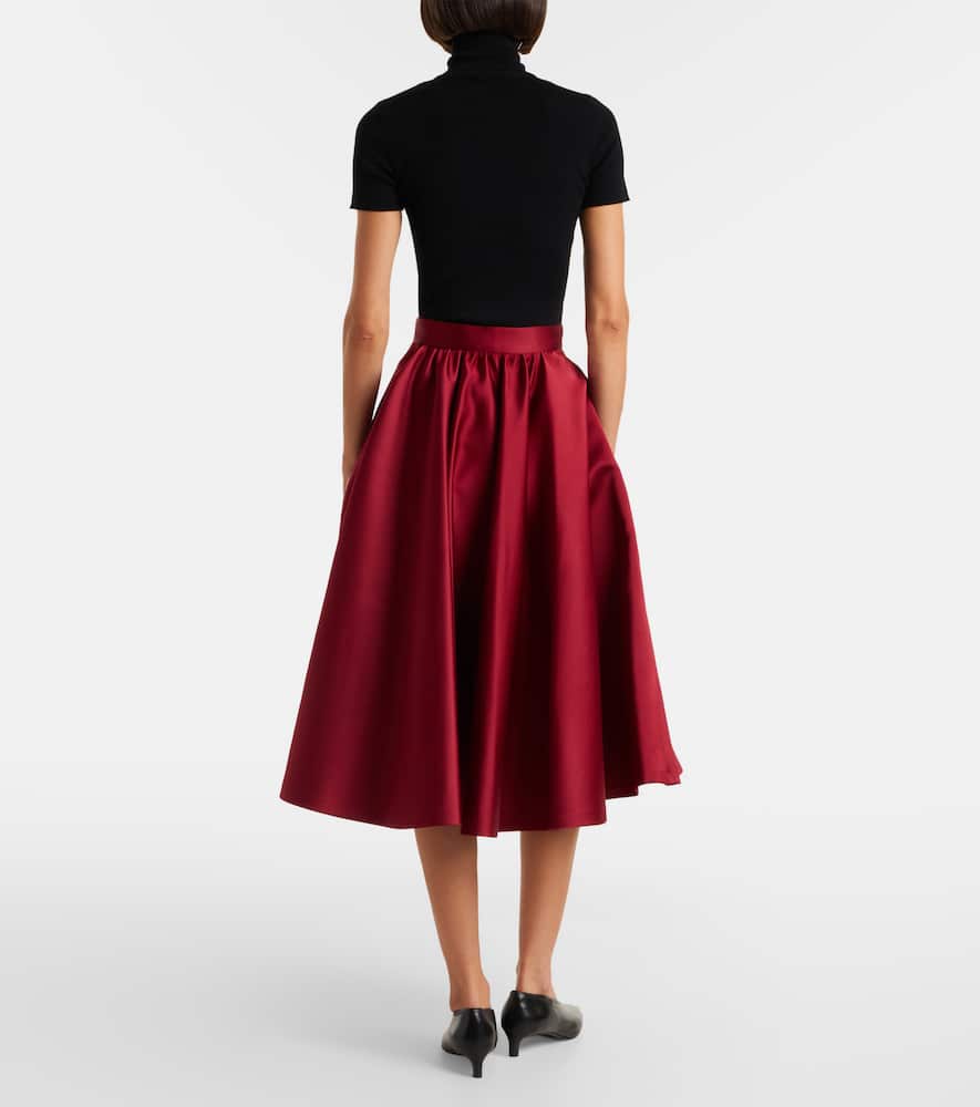 Max Mara Farneto Duchess Satin Midi Skirt In Burgundy