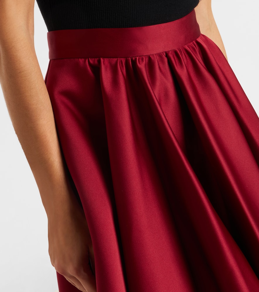 Max Mara Farneto Duchess Satin Midi Skirt In Burgundy