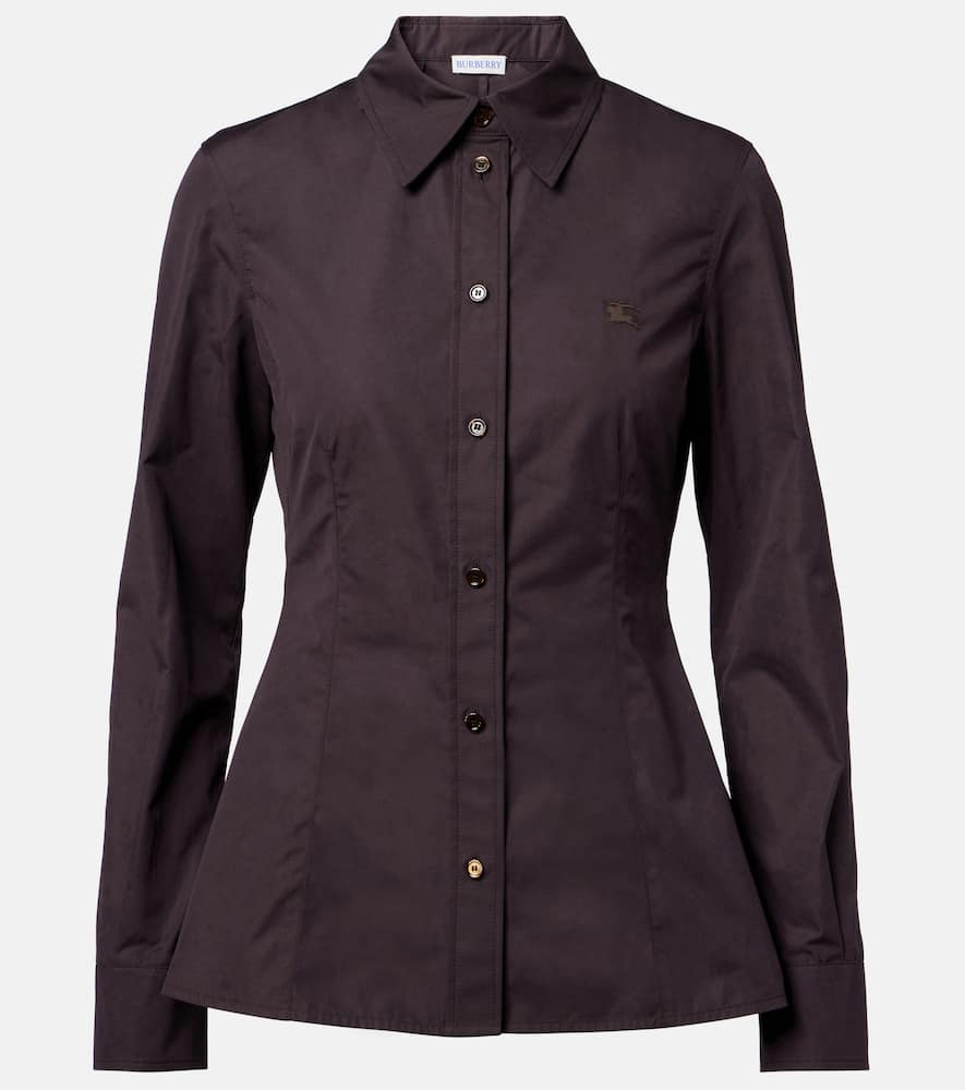 Burberry Eliza Long-sleeve Peplum Button-down Shirt In Purple
