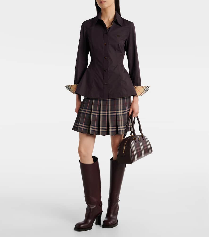 Burberry Eliza Long-sleeve Peplum Button-down Shirt In Purple