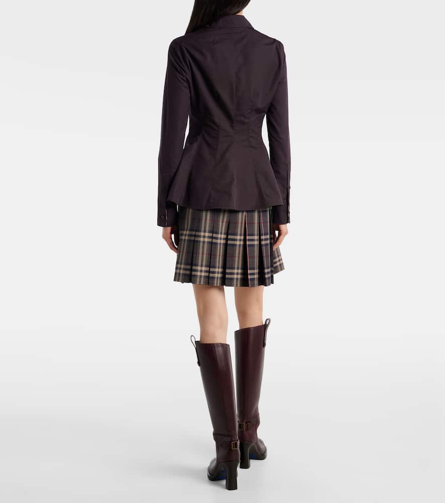 Burberry Eliza Long-sleeve Peplum Button-down Shirt In Purple