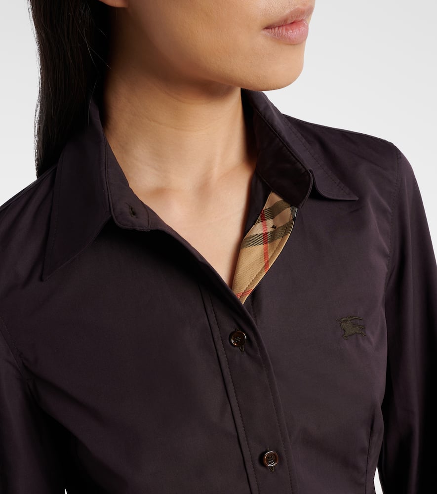 Burberry Eliza Long-sleeve Peplum Button-down Shirt In Purple