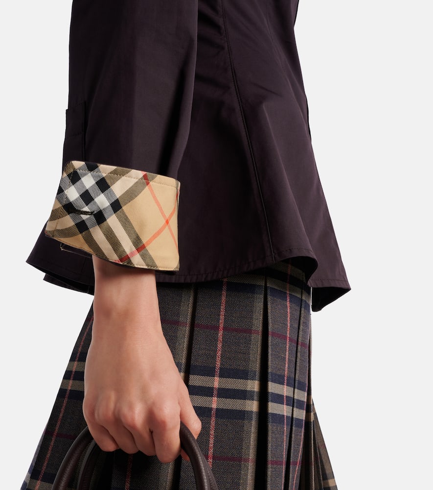 Burberry Eliza Long-sleeve Peplum Button-down Shirt In Purple