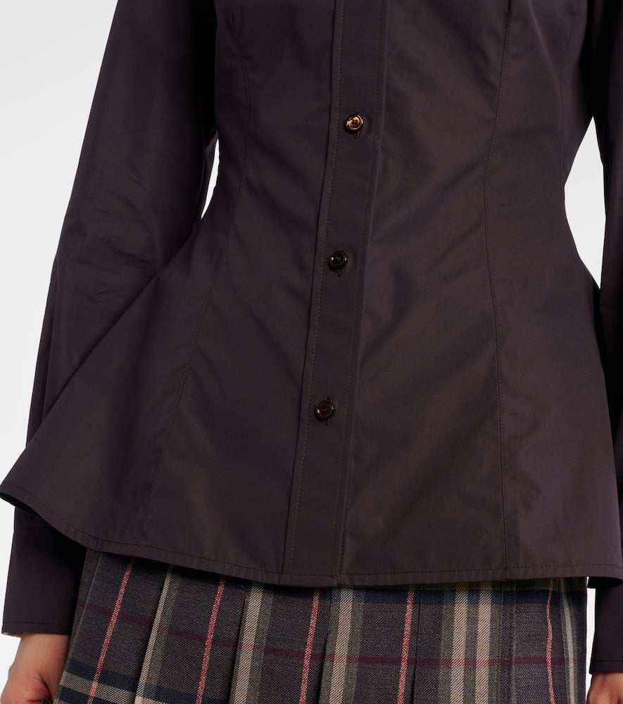 Burberry Eliza Long-sleeve Peplum Button-down Shirt In Purple