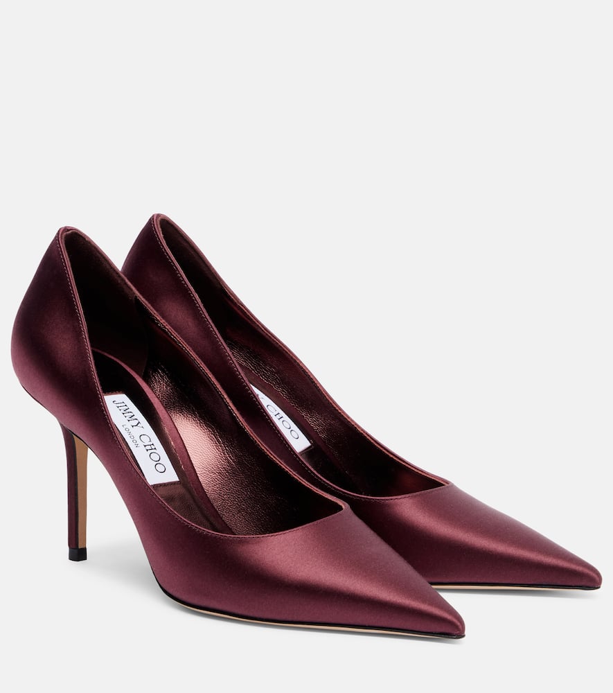 Jimmy Choo Love 85 Satin Pumps In Burgundy