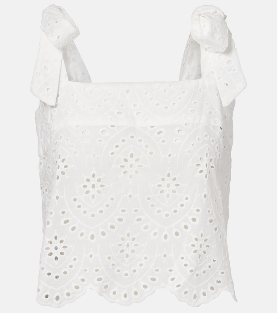 Poupette St Barth Noa broderie anglaise cotton top