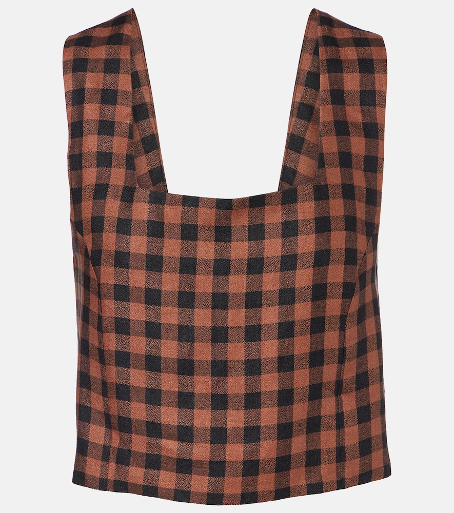 Asceno Checked linen top