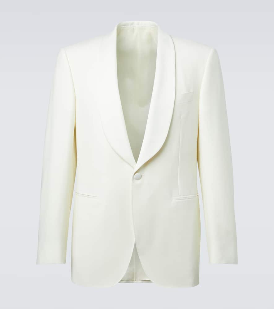 Canali Wool Suit Jacket In White