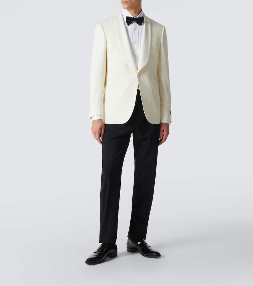 Canali Wool Suit Jacket In White
