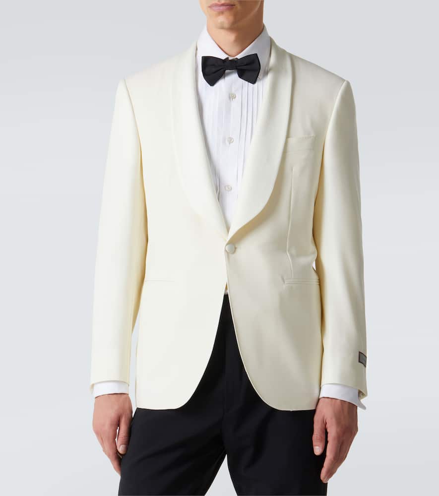 Canali Wool Suit Jacket In White