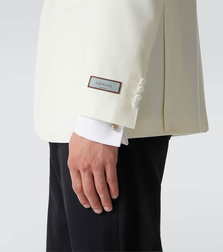 Canali Wool Suit Jacket In White