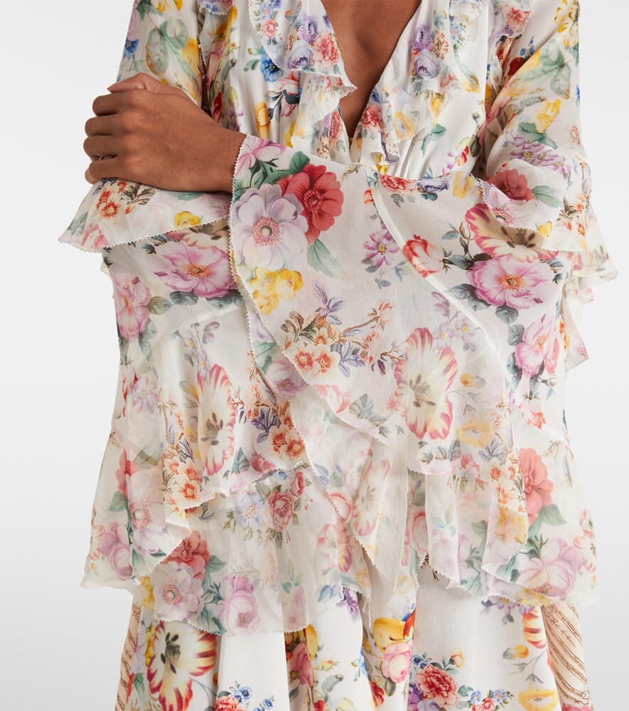  Camilla Camilla Embellished Floral Ruffled Silk Minidress 