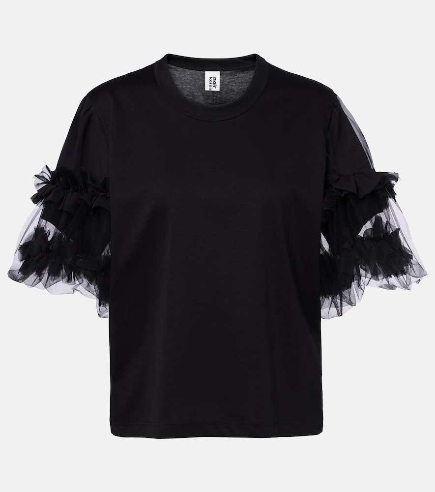 Noir Kei Ninomiya Ruffled tulle-trimmed cotton T-shirt