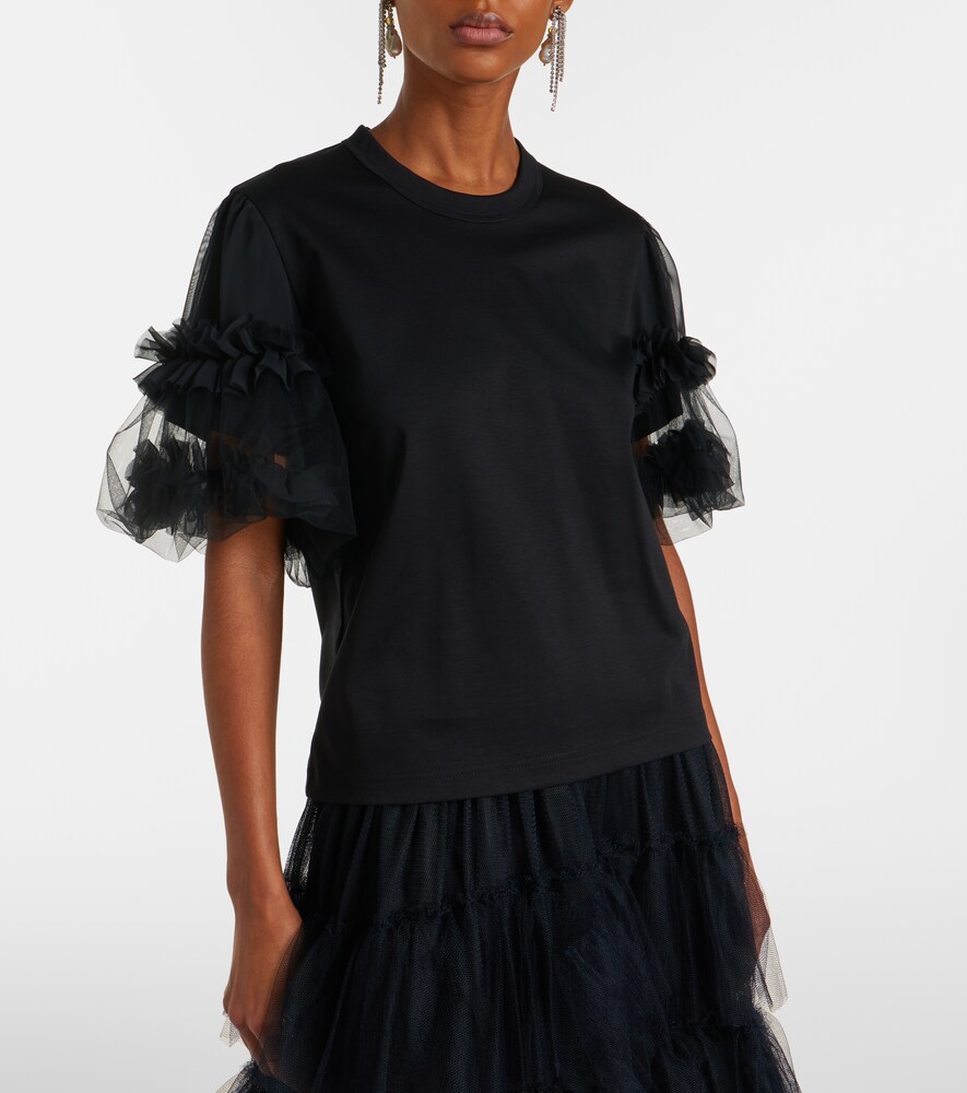 Noir Kei Ninomiya Ruffled tulle-trimmed cotton T-shirt