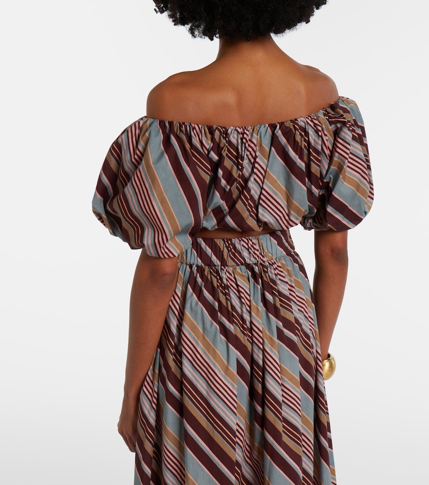 Striped Off-Shoulder Cotton-Blend Crop Top