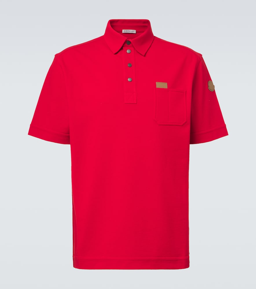 Moncler eather-trimmed cotton piqué polo shirt