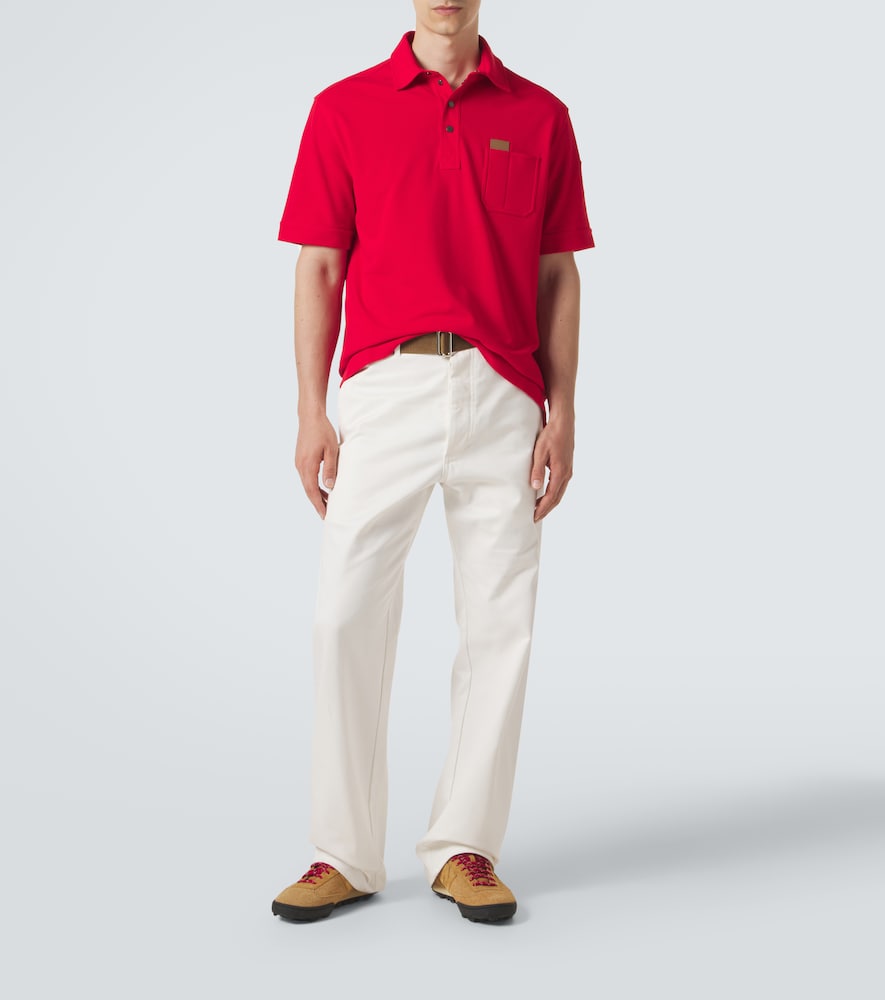 Moncler eather-trimmed cotton piqué polo shirt | Thumbnail 2 Moncler eather-trimmed cotton piqué polo shirt | Thumbnail 2