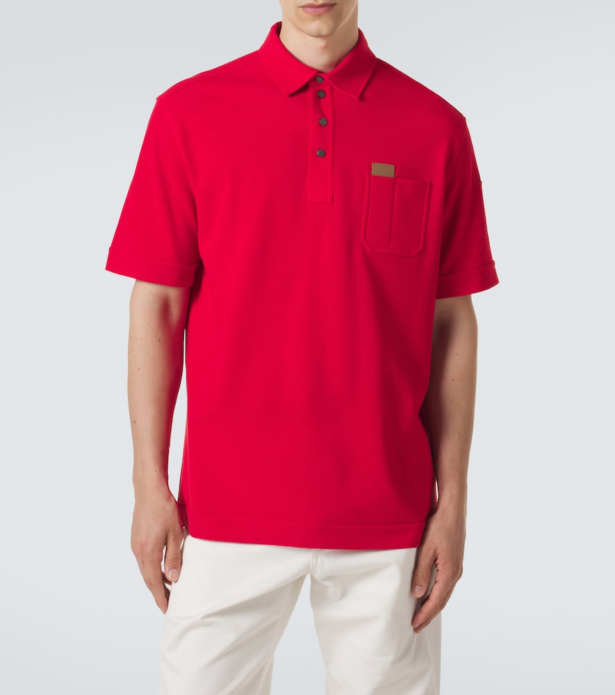 Moncler eather-trimmed cotton piqué polo shirt | Thumbnail 3 Moncler eather-trimmed cotton piqué polo shirt | Thumbnail 3