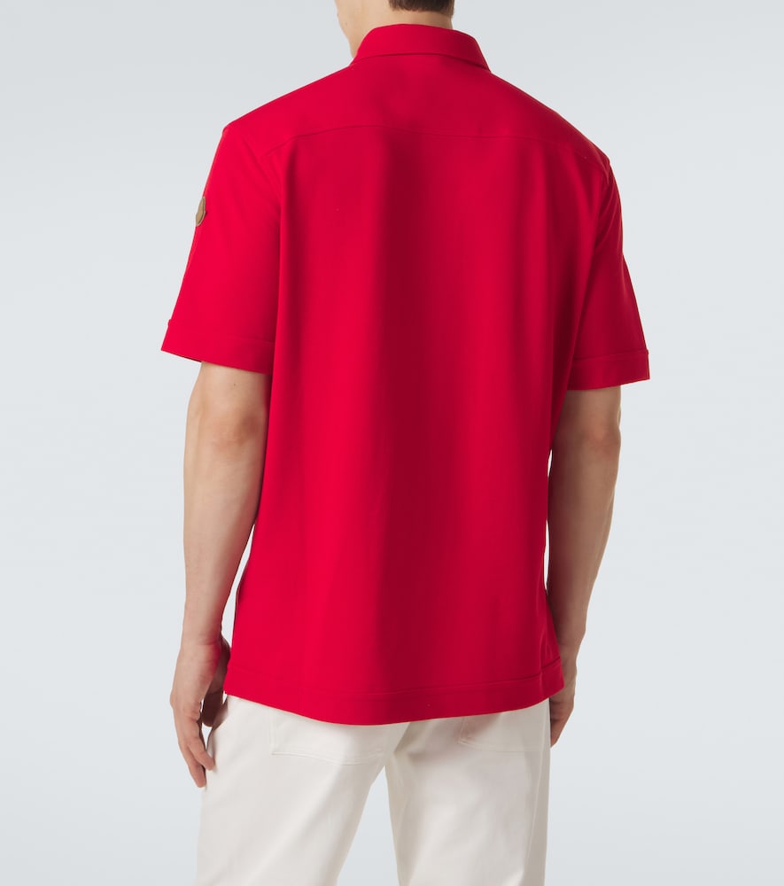 Moncler eather-trimmed cotton piqué polo shirt | Thumbnail 4 Moncler eather-trimmed cotton piqué polo shirt | Thumbnail 4