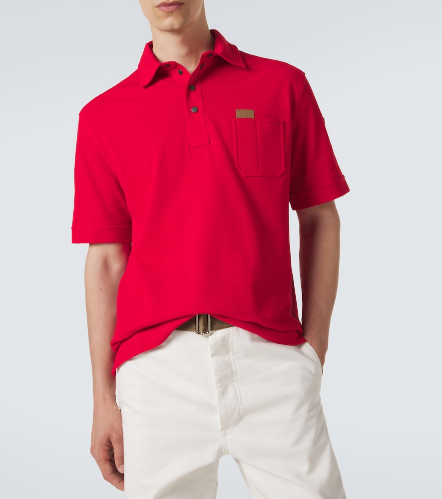 Moncler eather-trimmed cotton piqué polo shirt | Thumbnail 6 Moncler eather-trimmed cotton piqué polo shirt | Thumbnail 6