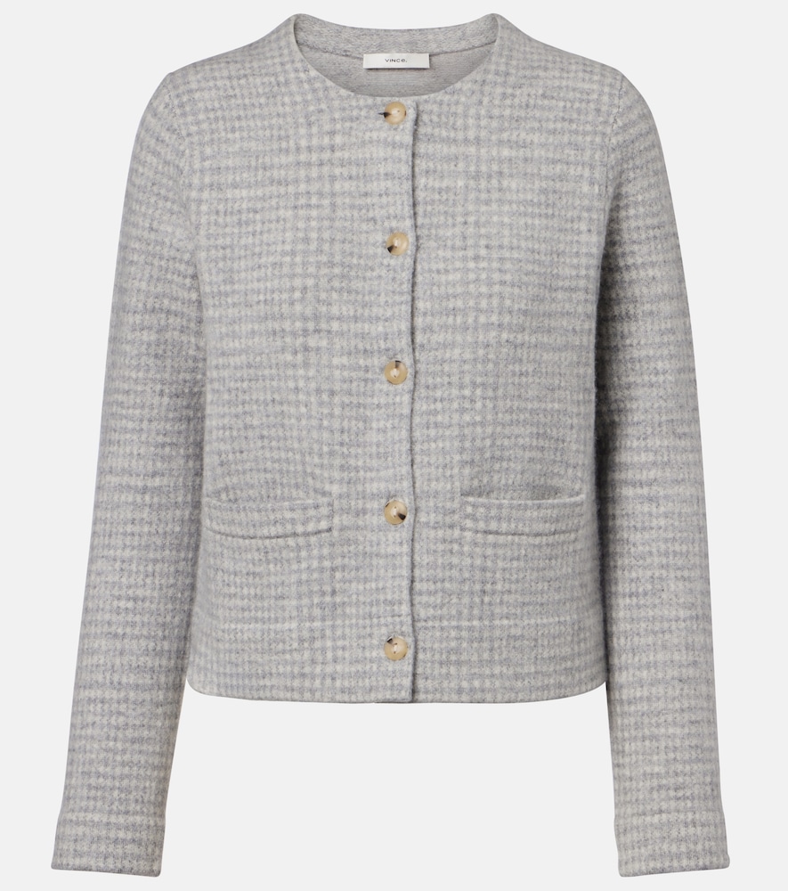Vince Women's Grey Checked Wool And Cashmere Cardigan UK Size 10 - Mytheresa