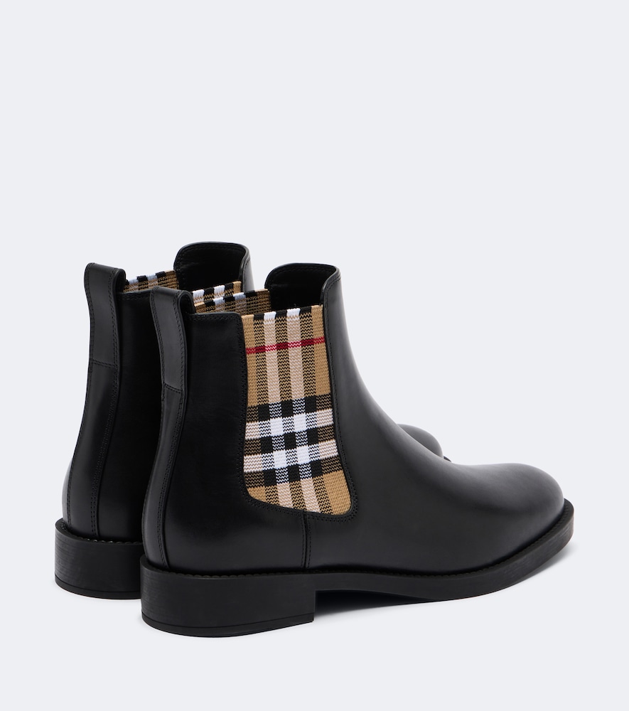 Burberry Check Leather Chelsea Boots