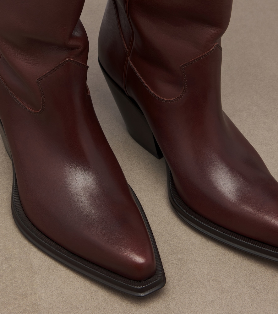 Chloé Azelan Floral Leather Over-The-Knee Boots
