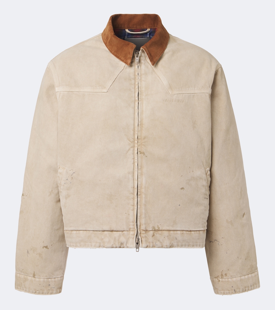 Giacca blouson in canvas con velluto a coste