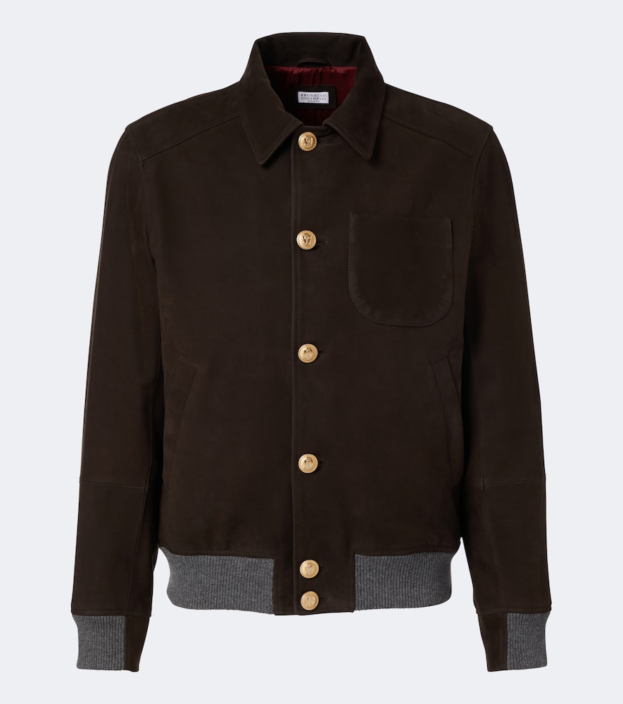 Giacca blouson in pelle con cashmere