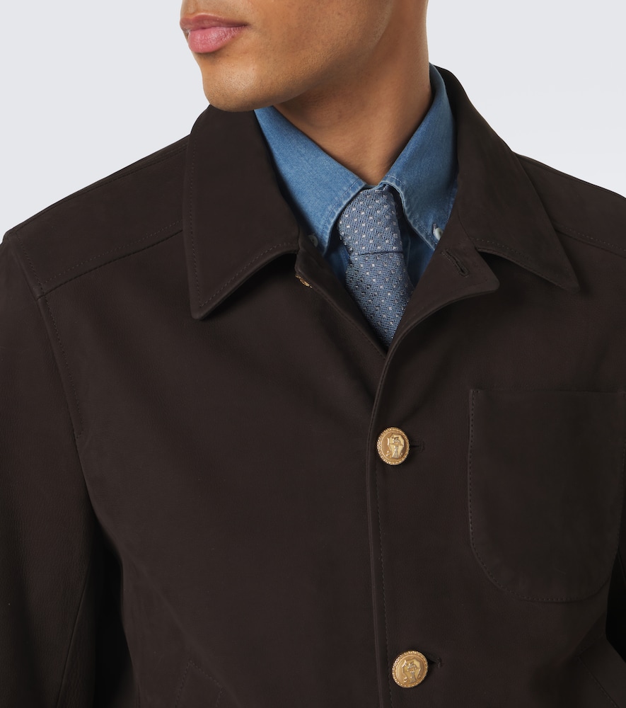 Cashmere-Trimmed Leather Blouson Jacket