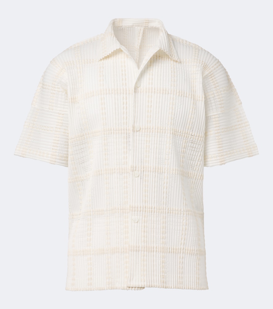 Issey Miyake Homme Plissé  Lace Grid Pleats Pleated Shirt In White