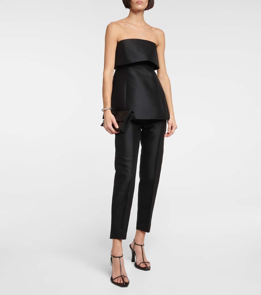 Totême Foldover Off-the-shoulder Evening Top In Black