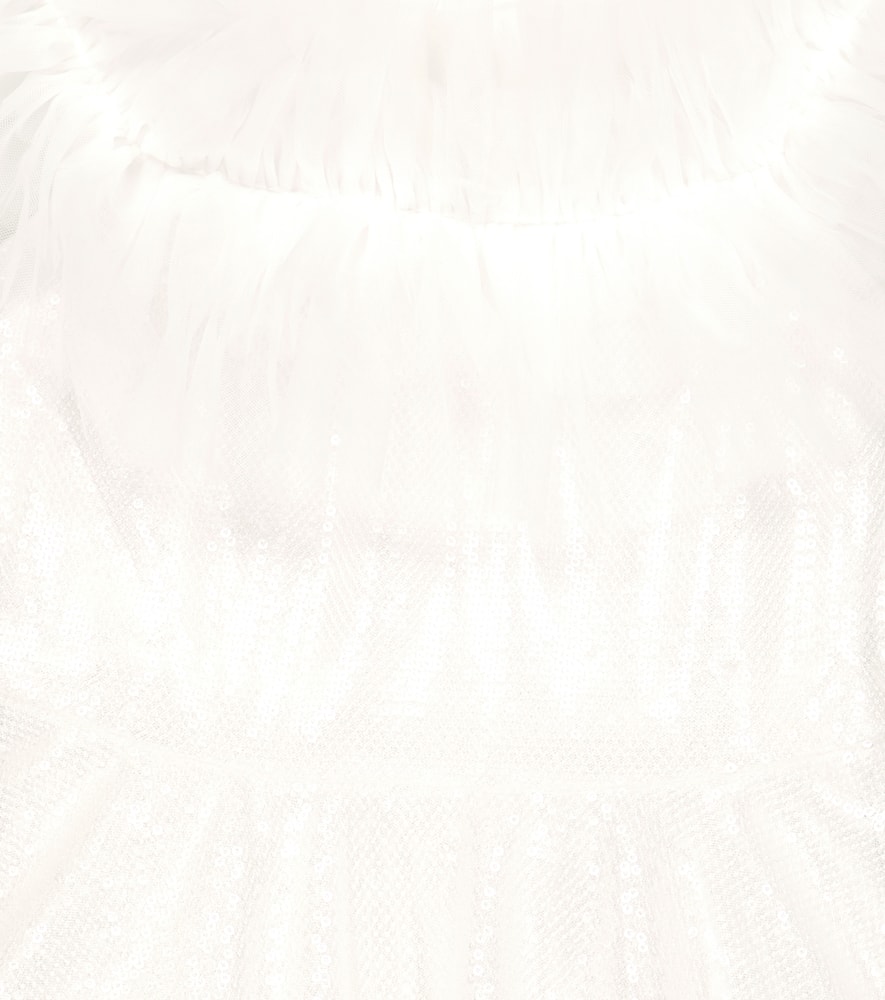 Monnalisa Sequined Ruffle Dress In White
