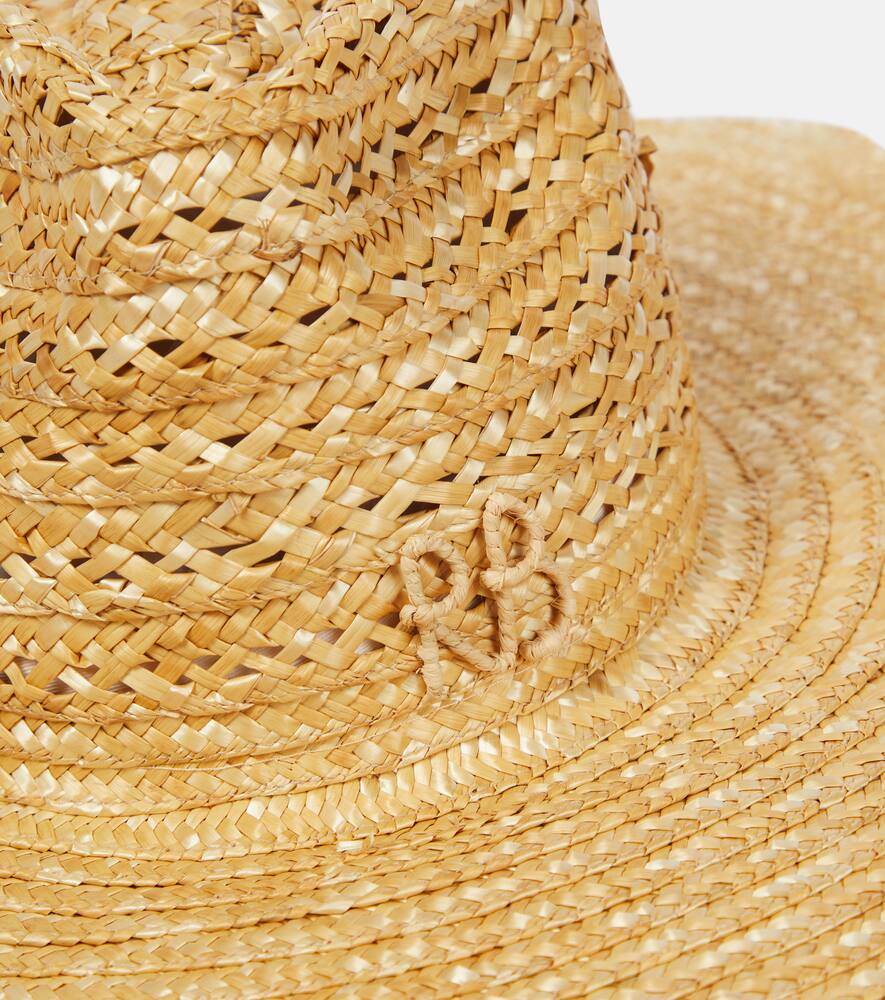 Shop Ruslan Baginskiy Logo Straw Fedora In Natural Straw