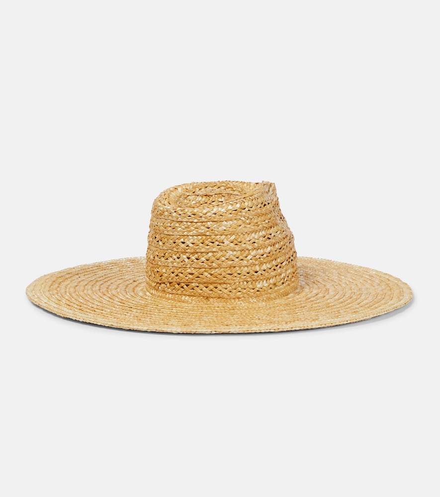 Shop Ruslan Baginskiy Logo Straw Fedora In Natural Straw