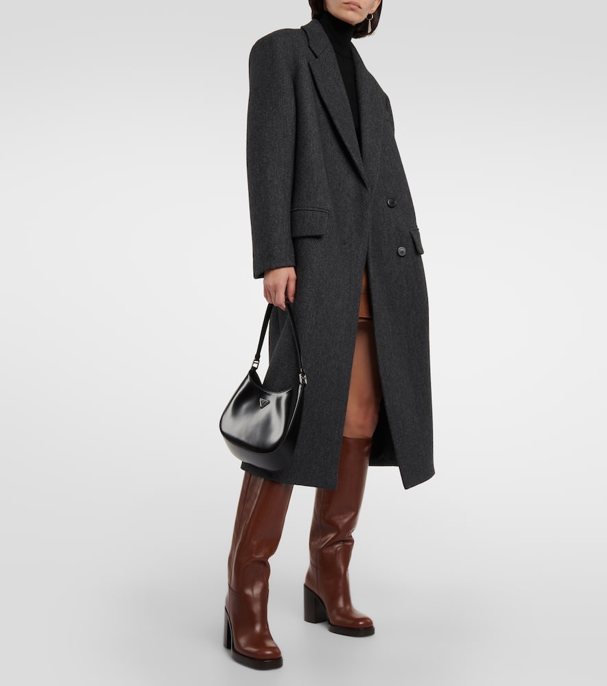 Prada Leather Knee-length Boots Block Heel In Brown