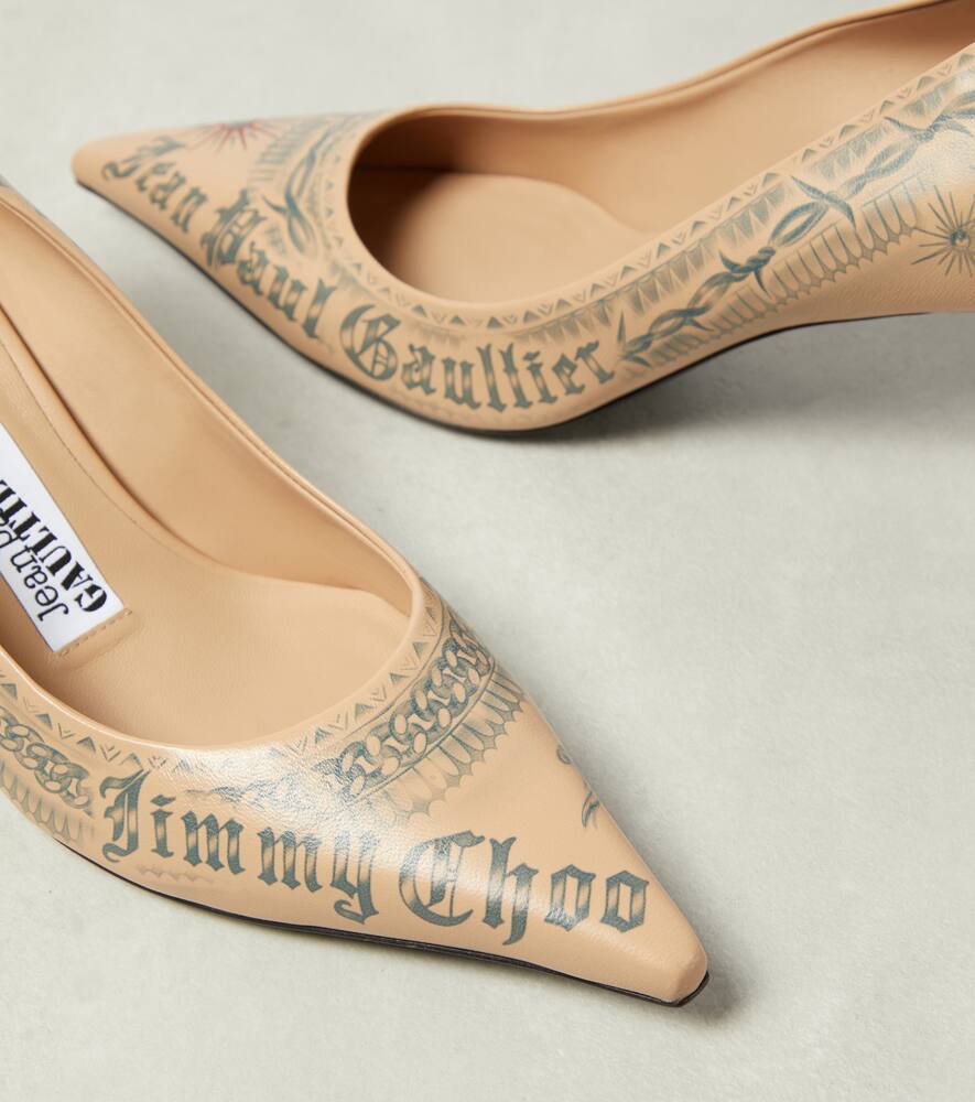 Jimmy Choo X Jean Paul Gaultier Tattoo Leather Pumps In Beige
