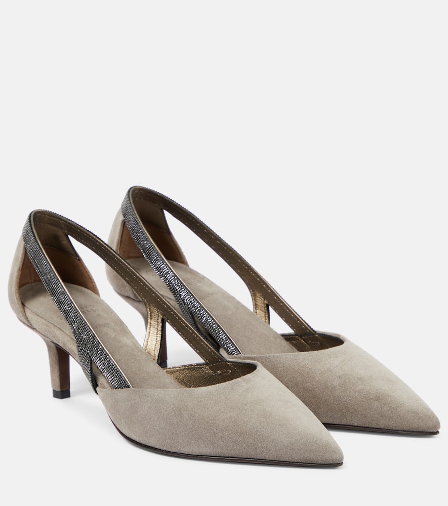 Suede slingback pumps