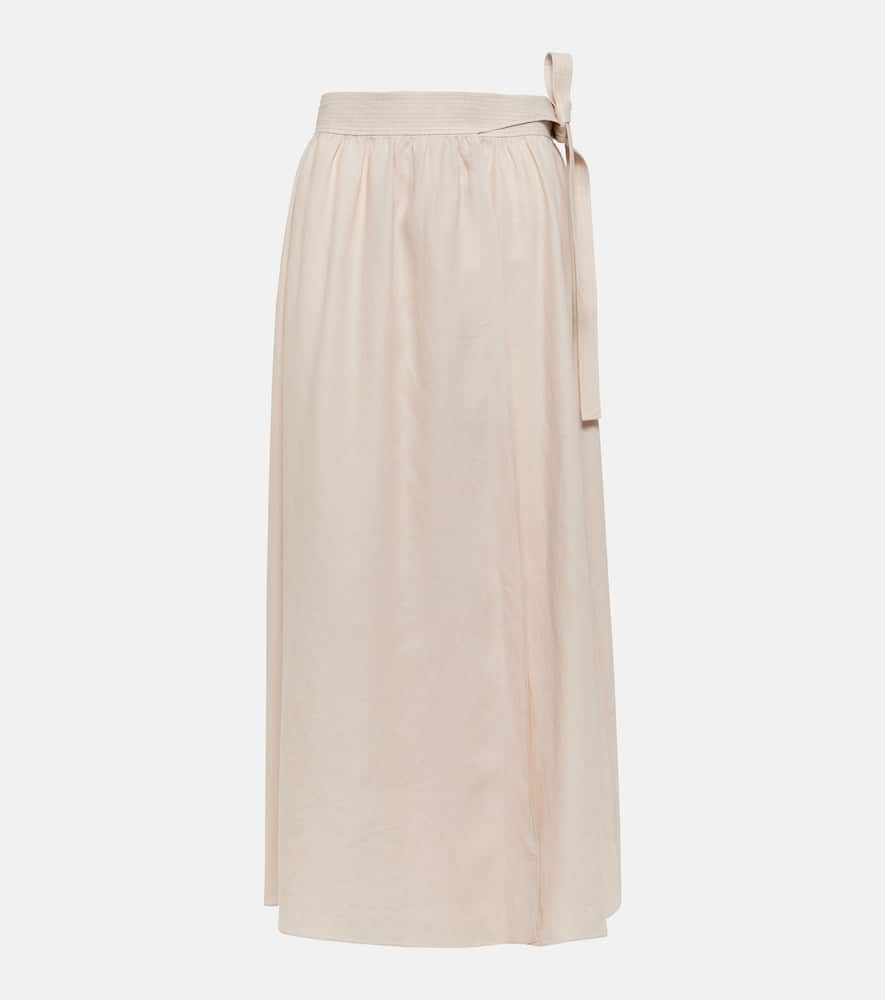 Shop Loro Piana Linen Midi Skirt In White