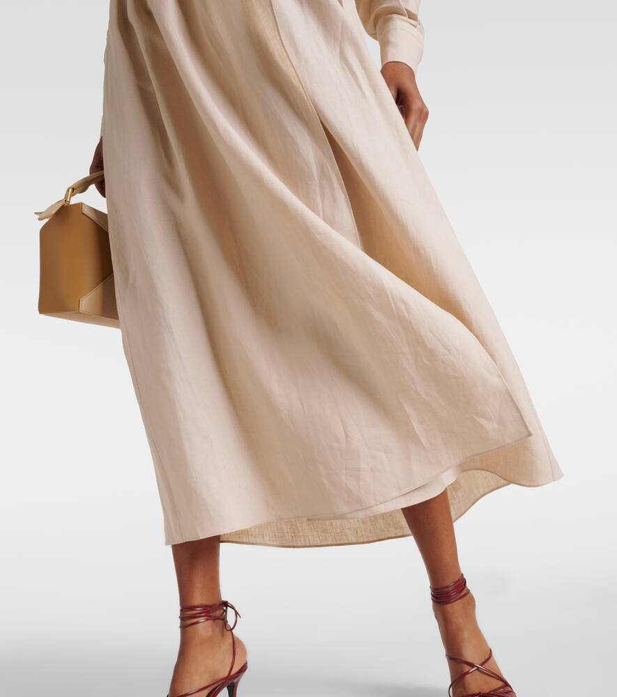 Shop Loro Piana Linen Midi Skirt In White