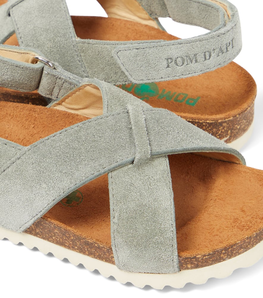Pom D'api Groot Cross Suede Sandals In Grey