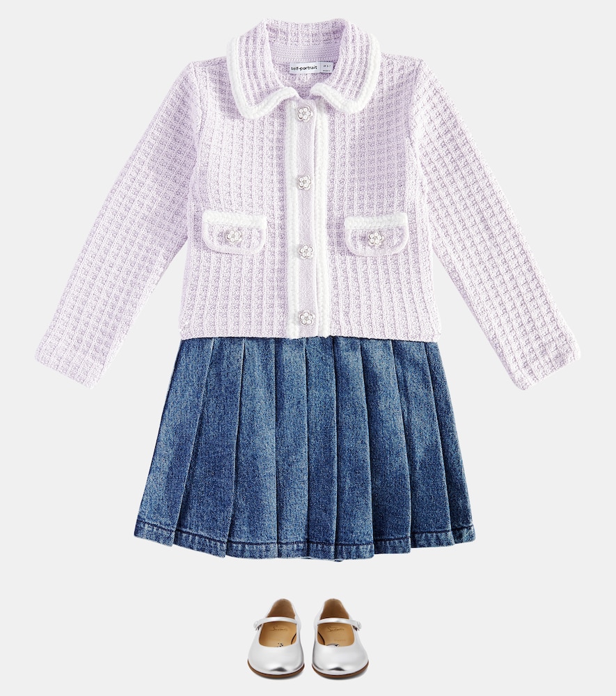  Self-portrait Kids Self-portrait Kids Cardigan En Maille Gaufrée 