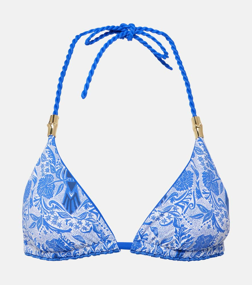 Shop Heidi Klein Lake Como Printed Bikini Top In Blue