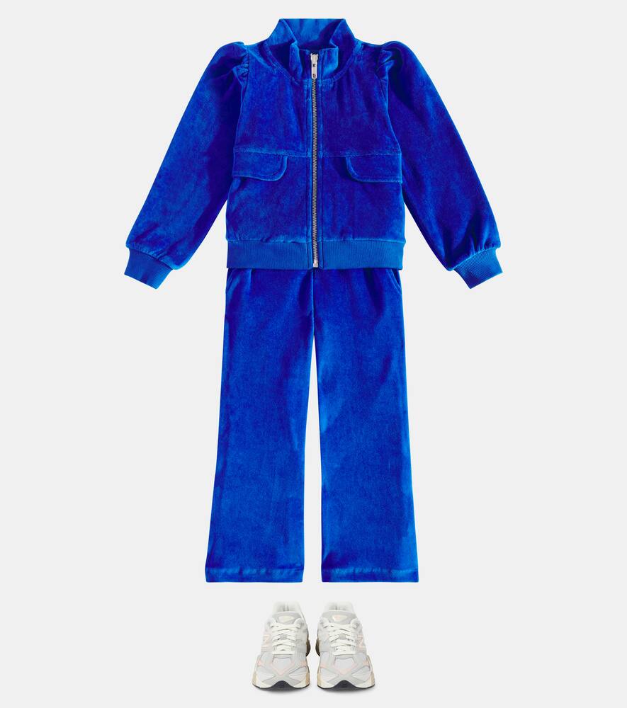 Molo Malika Corduroy Zip-up Sweatshirt In Blue