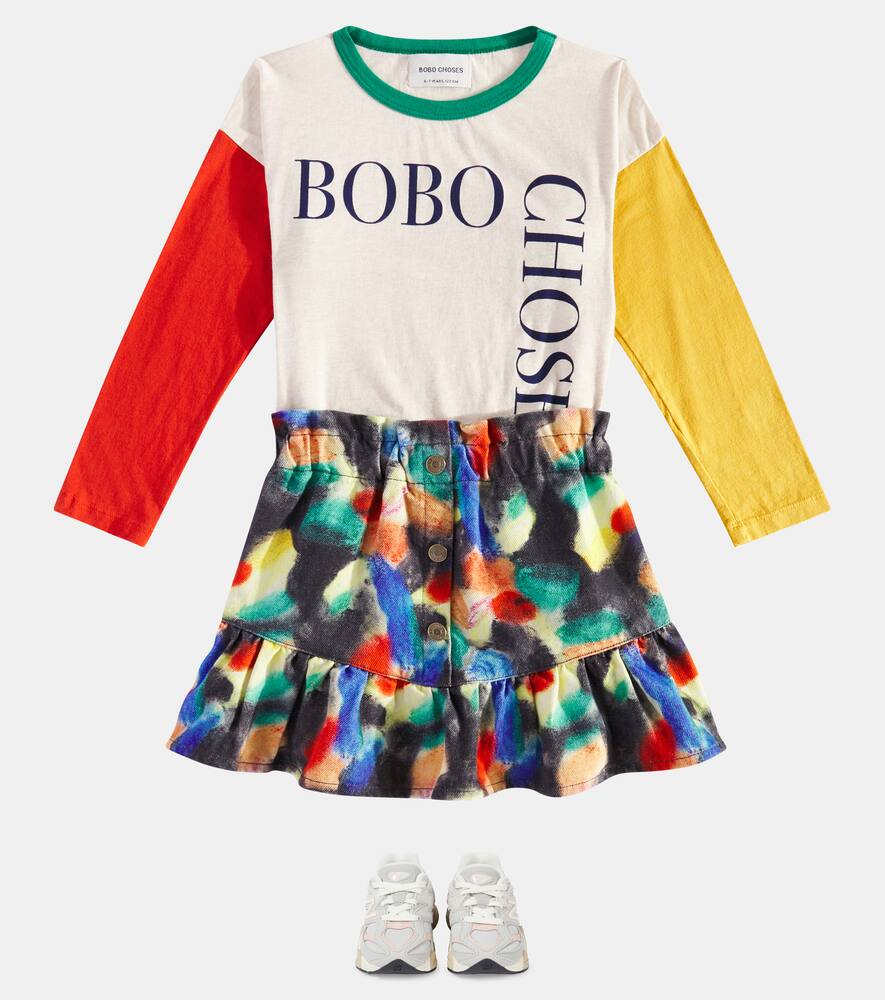Bobo Choses Multicolor Skirt For Girl With Abstract Print In Multicoloured
