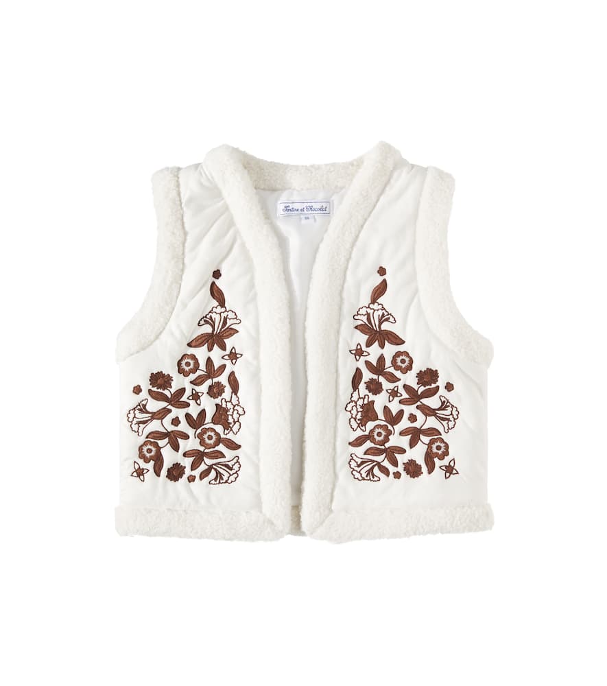 Tartine et Chocolat Floral faux fur-trimmed vest