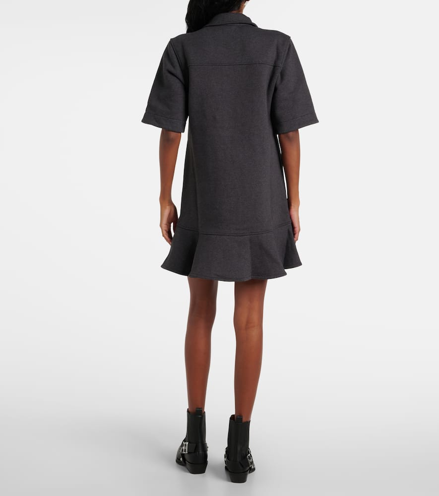 GANNI STRIPED COTTON POLO DRESS