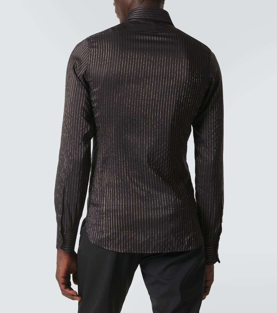 Tom Ford Long Sleeves Striped Silk Shirt In Black
