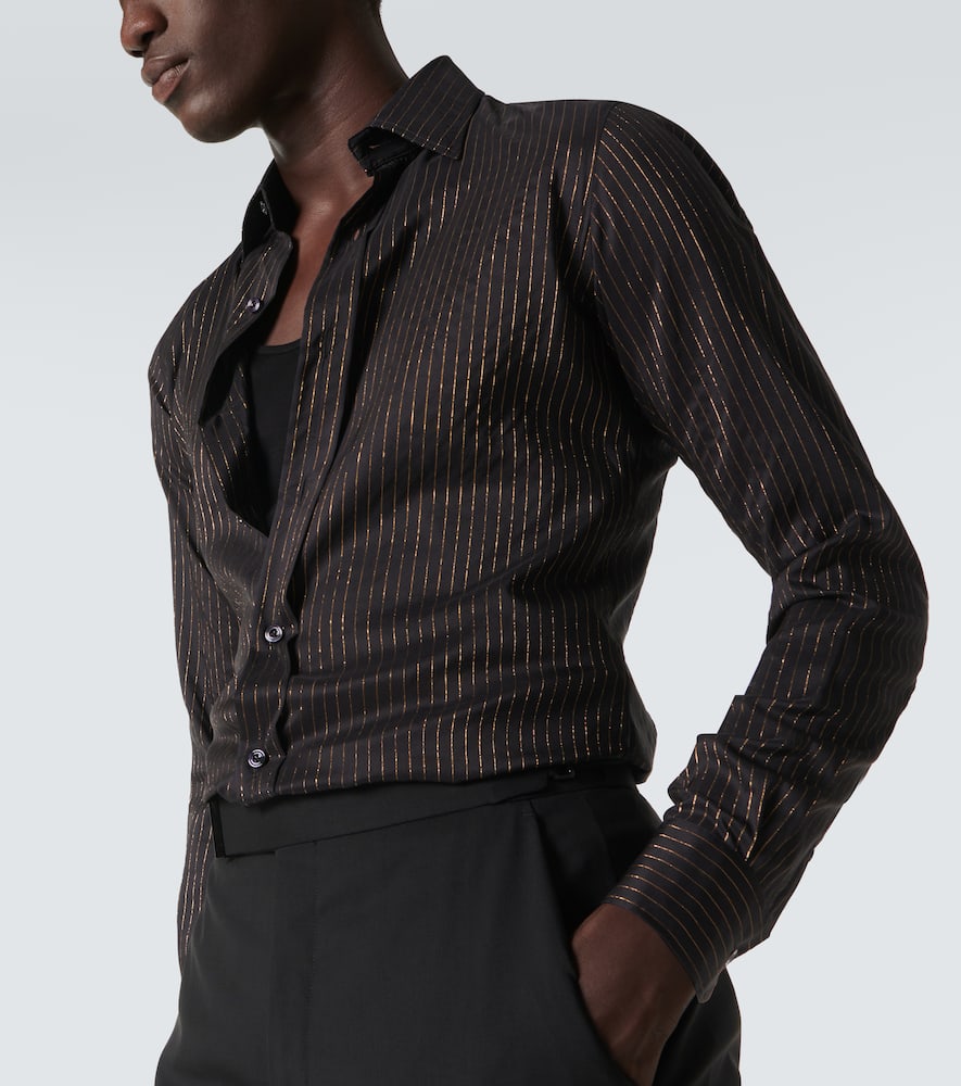 Tom Ford Long Sleeves Striped Silk Shirt In Black